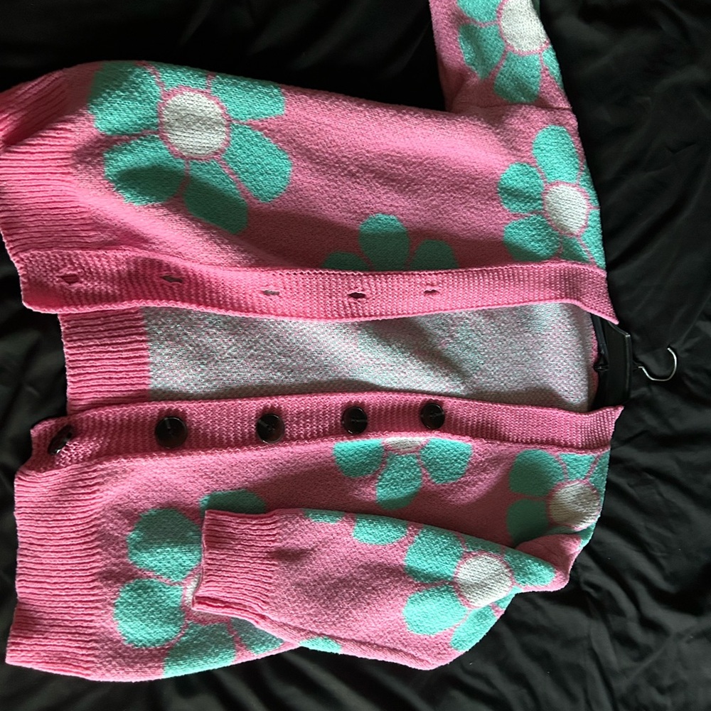 SHEIN Pink and Green Knit Sweater